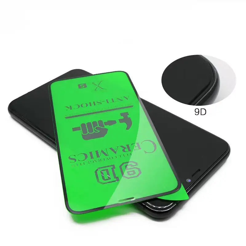 a green phone case with a black phone
