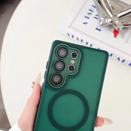 Green phone case with camera lens cutouts.