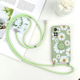 a green phone case with a flower pattern