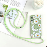 a green phone case with a flower pattern