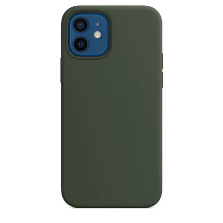 Green phone case for an iPhone with a blue camera module.