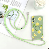 a green phone case with lemons on it