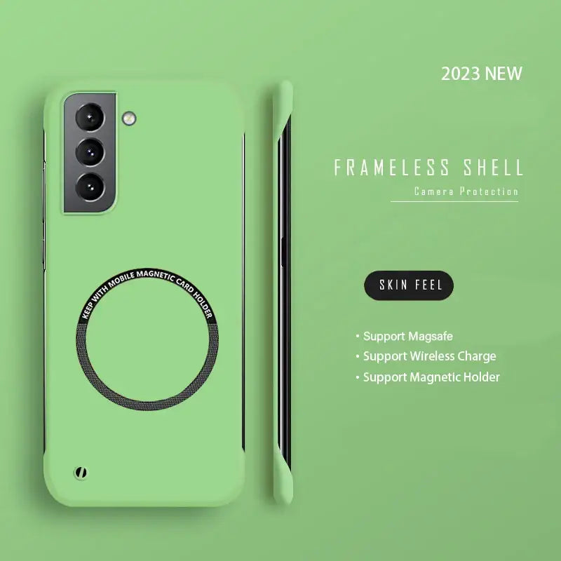 the green phone case with the logo on it