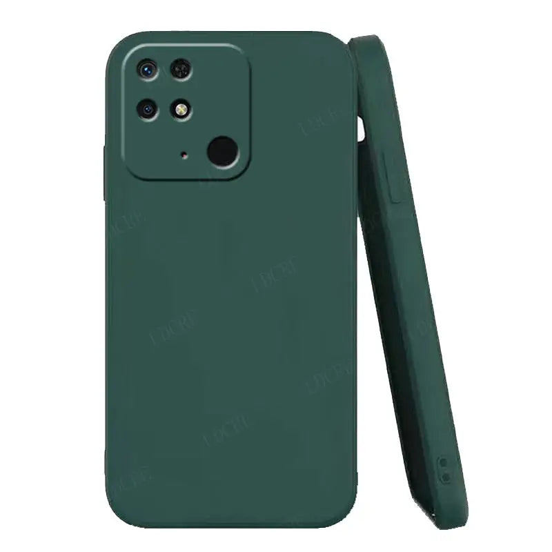 the back of a green phone case