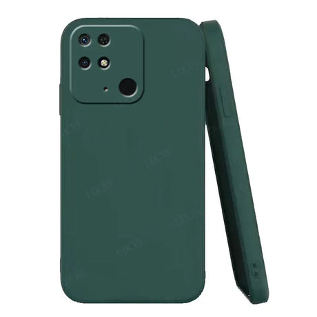 The back of a green phone case