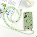 a green phone case with a green strap