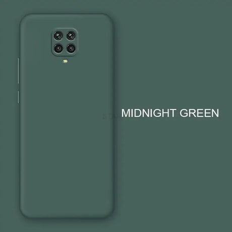 the back of a green phone with the text midnight green