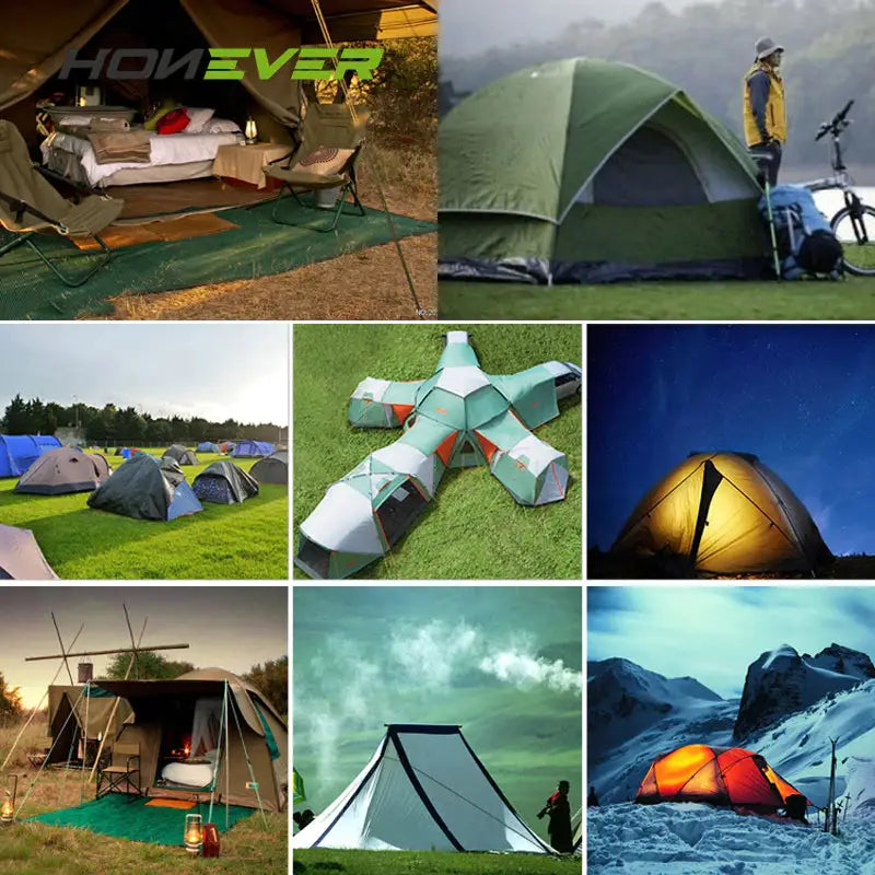 a col of photos showing different tents