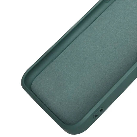 The back of a green plastic case for a smartphone