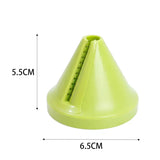 a green plastic cone with a white background