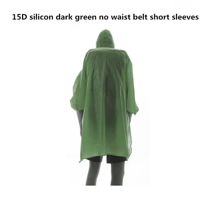 a green raincoat with hood and hood