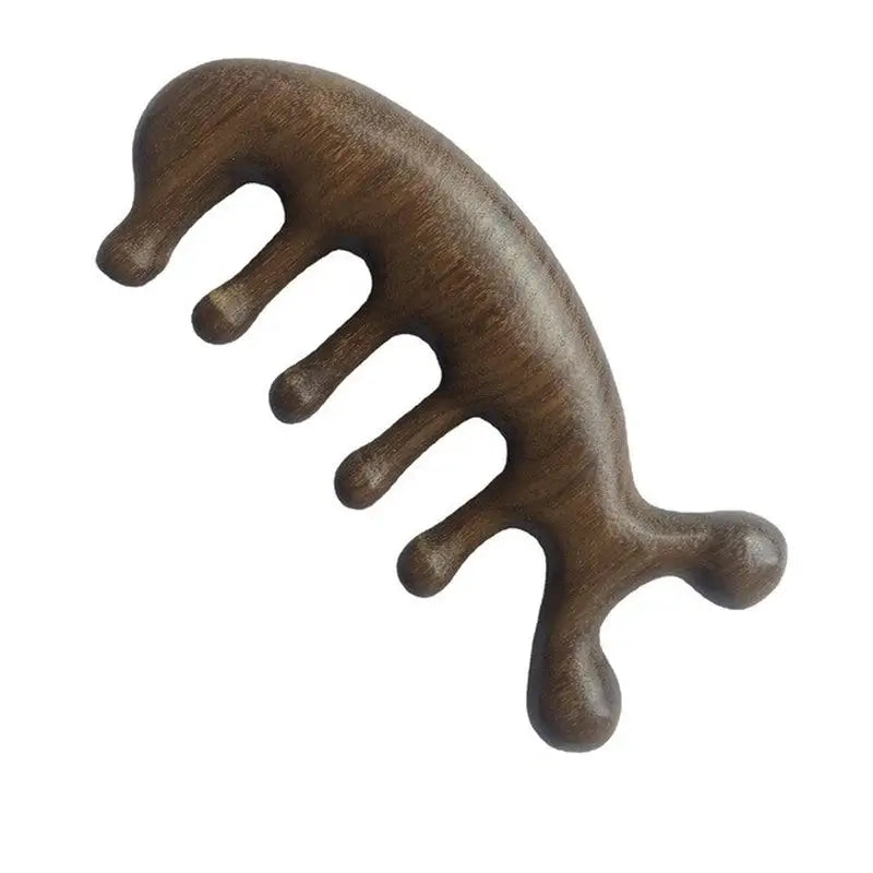 a wooden pipe holder with a curved handle
