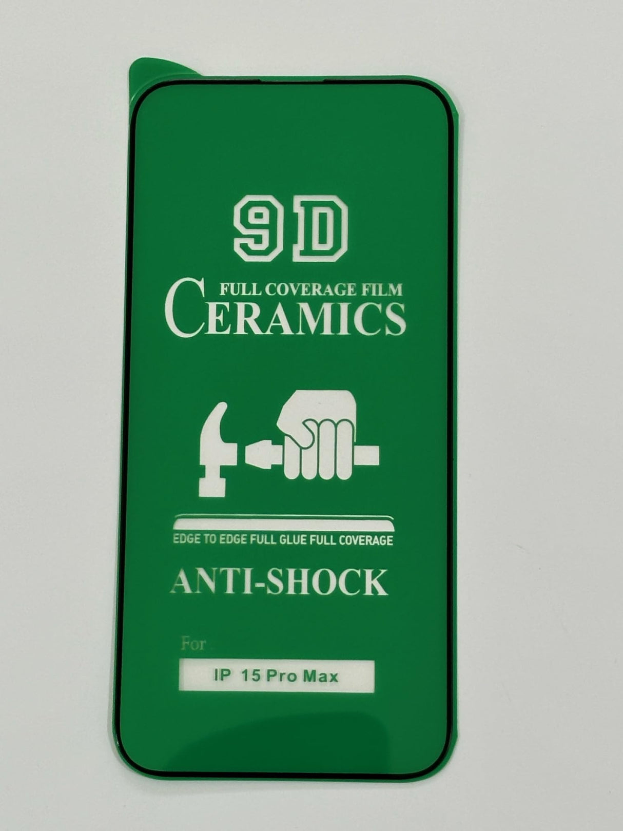 Green screen protector for an IP 15 Pro Max.