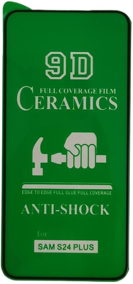 Green screen protector for a Samsung S24 Plus.