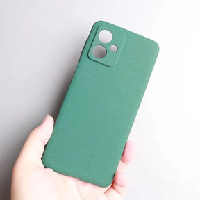 Green silicone phone case with camera cutouts