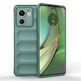Green smartphone with a dual-camera system and a protective case.