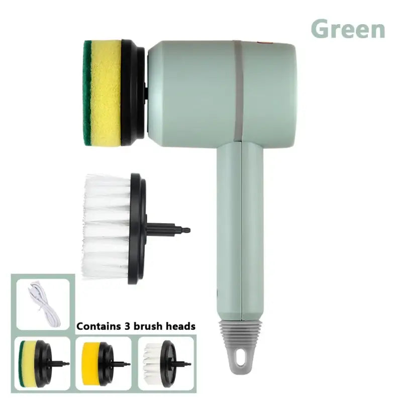 a green spray gun with a yellow and black handle