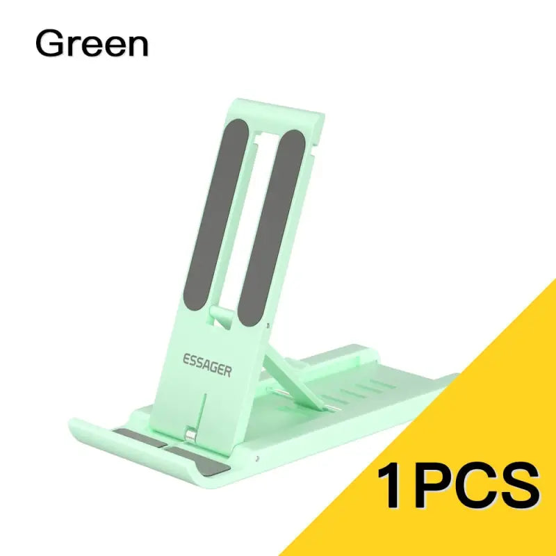 a green phone stand with the text green