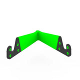 a green plastic armband with two black handles
