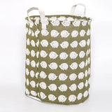 a green and white hedge print fabric storage bag
