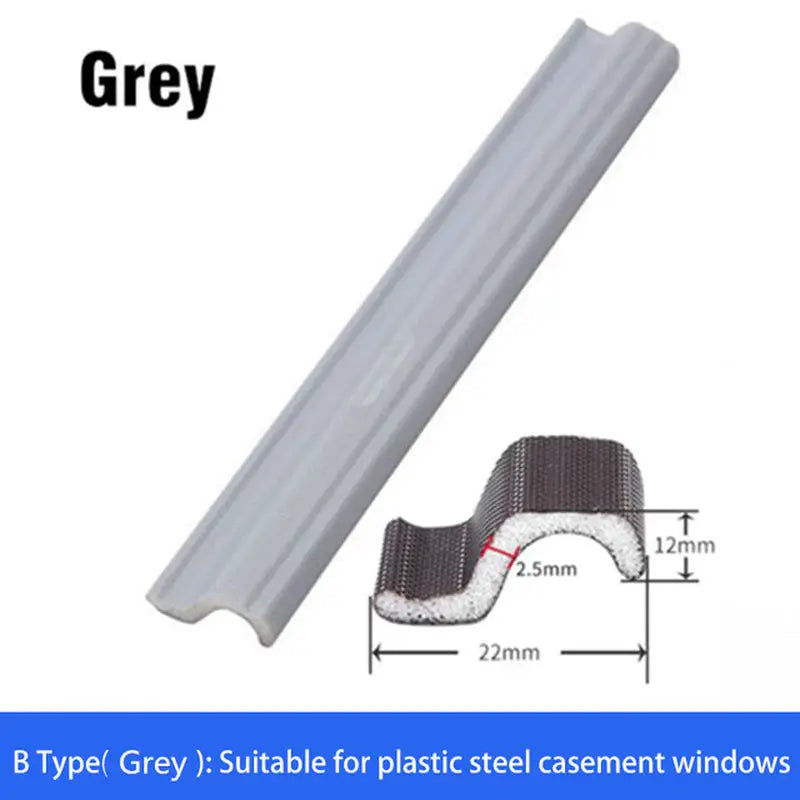 a grey plastic window seal with a white background