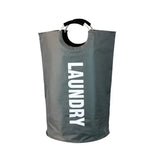 a grey laundry bag with the word laundry on it