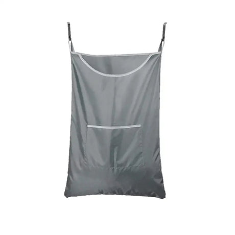 a grey laundry bag with a zipper