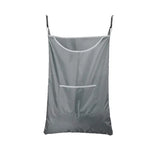 a grey laundry bag with a zipper