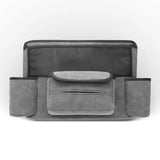 the grey leather travel bag with a large compartment