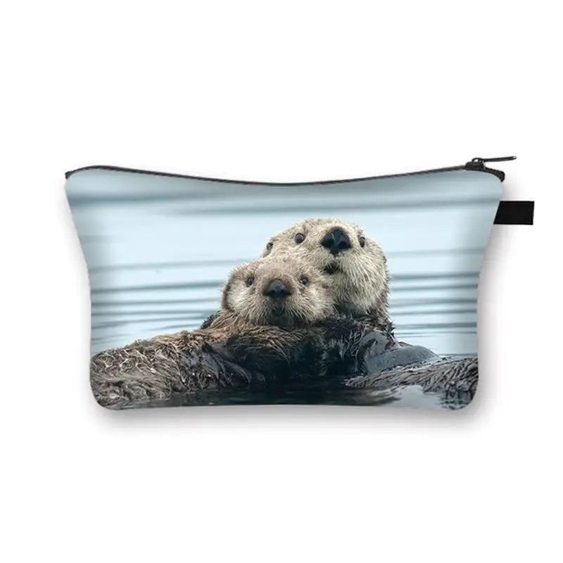 a sea otter in the water cosmetic bag