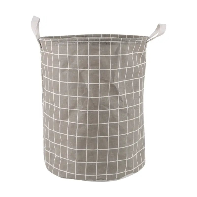 the grey grid laundry basket