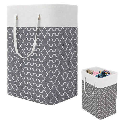 the gray and white storage bag with handles