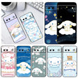 A group of four cell phones with a cute bunny and clouds design