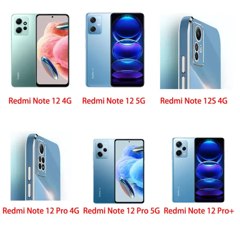 a group of four different redmi note 12s and redmi note 12s