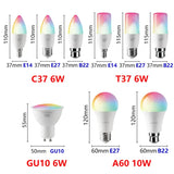 a group of four different types of led bulbs with different colors