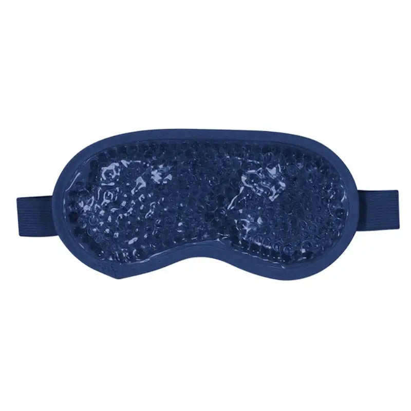 a blue sleep mask with a floral pattern