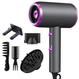 the hair dryer is shown with a purple light