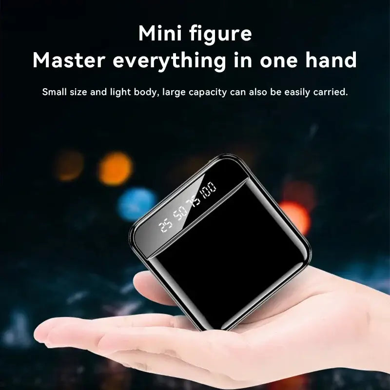 a hand holding a black phone with the text, `’’