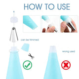 a hand holding a blue plastic cone with the words how to use