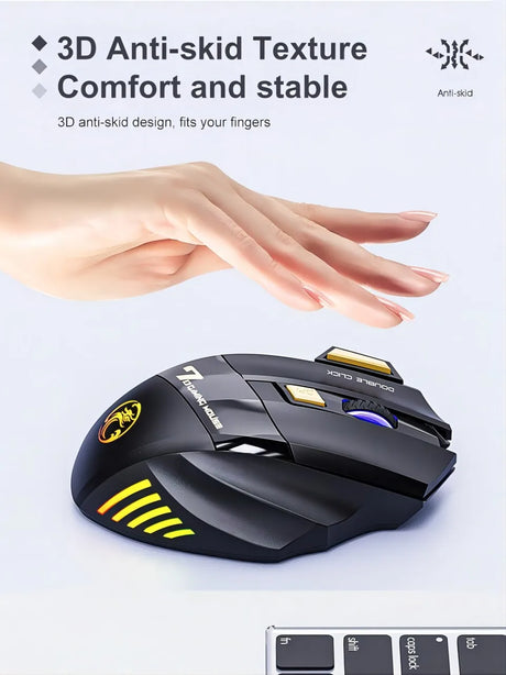 a hand is touching a computer mouse