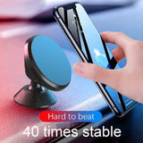 a hand holding a phone with a car dashboard mount