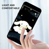 A hand holding a phone with a cartoon sheep on it