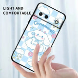 A hand holding a phone case with a cartoon character