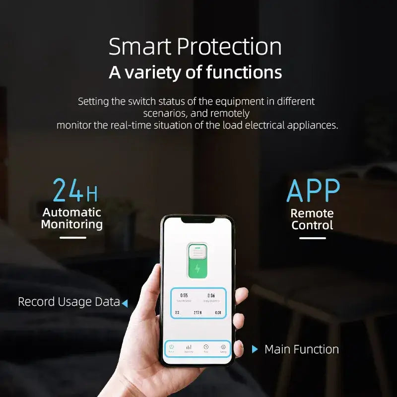 A hand holding a smart phone with the text smart home