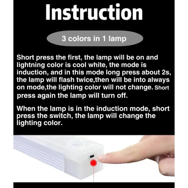 A hand holding a white light bulb with the words instruction