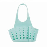 a green plastic tote bag with holes