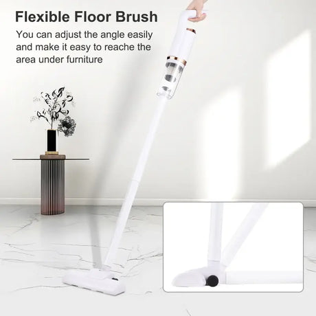 a person using a floor brush to clean a white floor