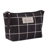 the black and white plaid cosmetic bag