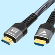 HDMI cable with braided cord and black connectors.