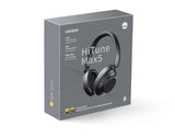 Headphones in a gray box.